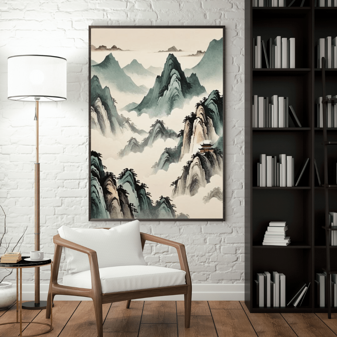 Red Temple In The Mountains - Chinese Wall Art - Aestheticanvas