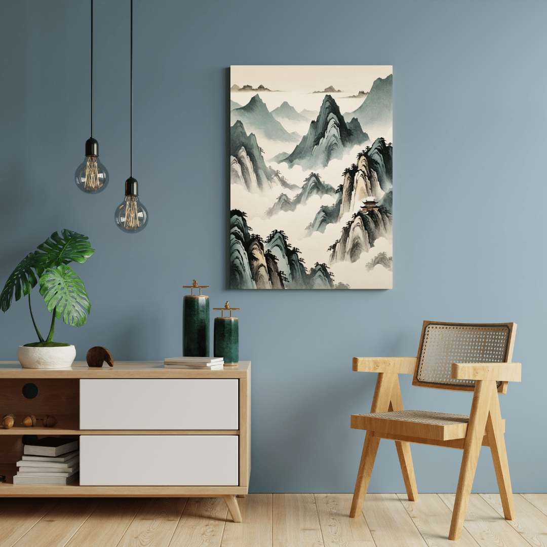 Red Temple In The Mountains - Chinese Wall Art - Aestheticanvas