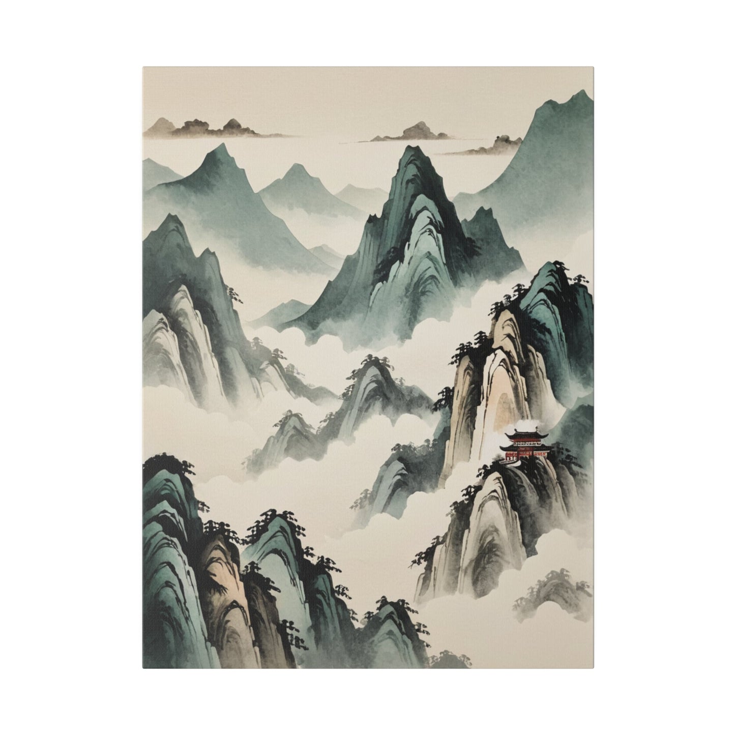 Red Temple In The Mountains - Chinese Wall Art - Aestheticanvas