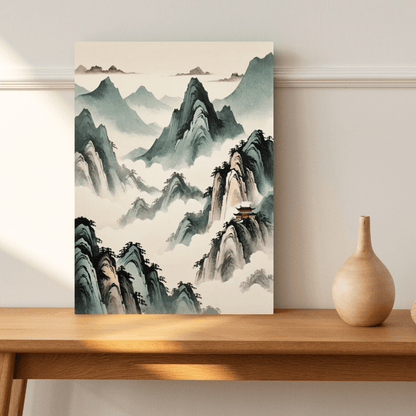 Red Temple In The Mountains - Chinese Wall Art - Aestheticanvas