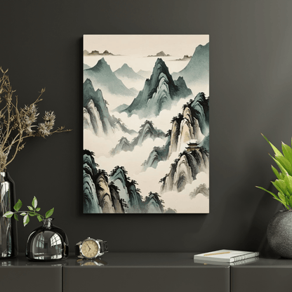 Red Temple In The Mountains - Chinese Wall Art - Aestheticanvas