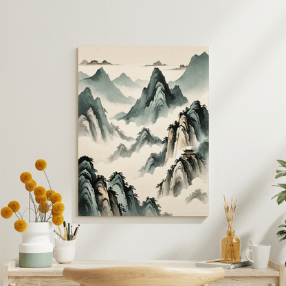 Red Temple In The Mountains - Chinese Wall Art - Aestheticanvas