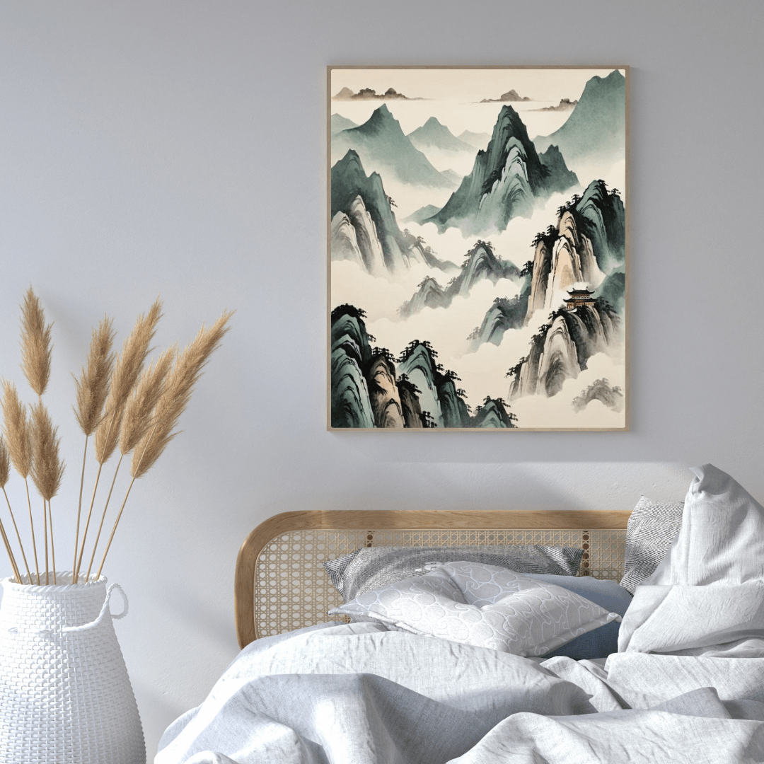 Red Temple In The Mountains - Chinese Wall Art - Aestheticanvas