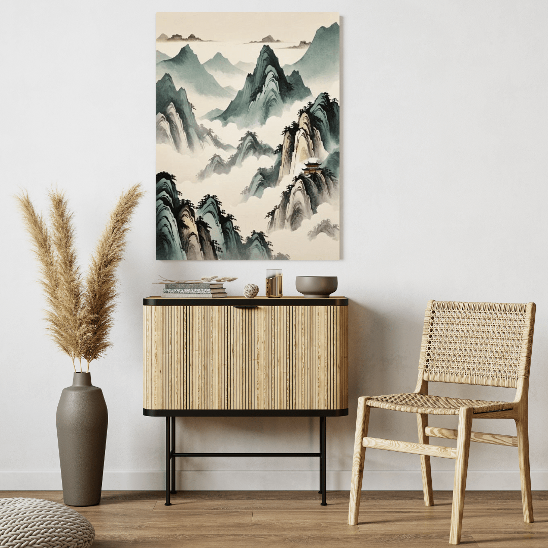 Red Temple In The Mountains - Chinese Wall Art - Aestheticanvas