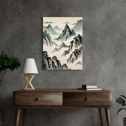 Red Temple In The Mountains - Chinese Wall Art - Aestheticanvas