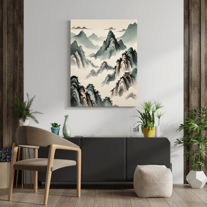 Red Temple In The Mountains - Chinese Wall Art - Aestheticanvas