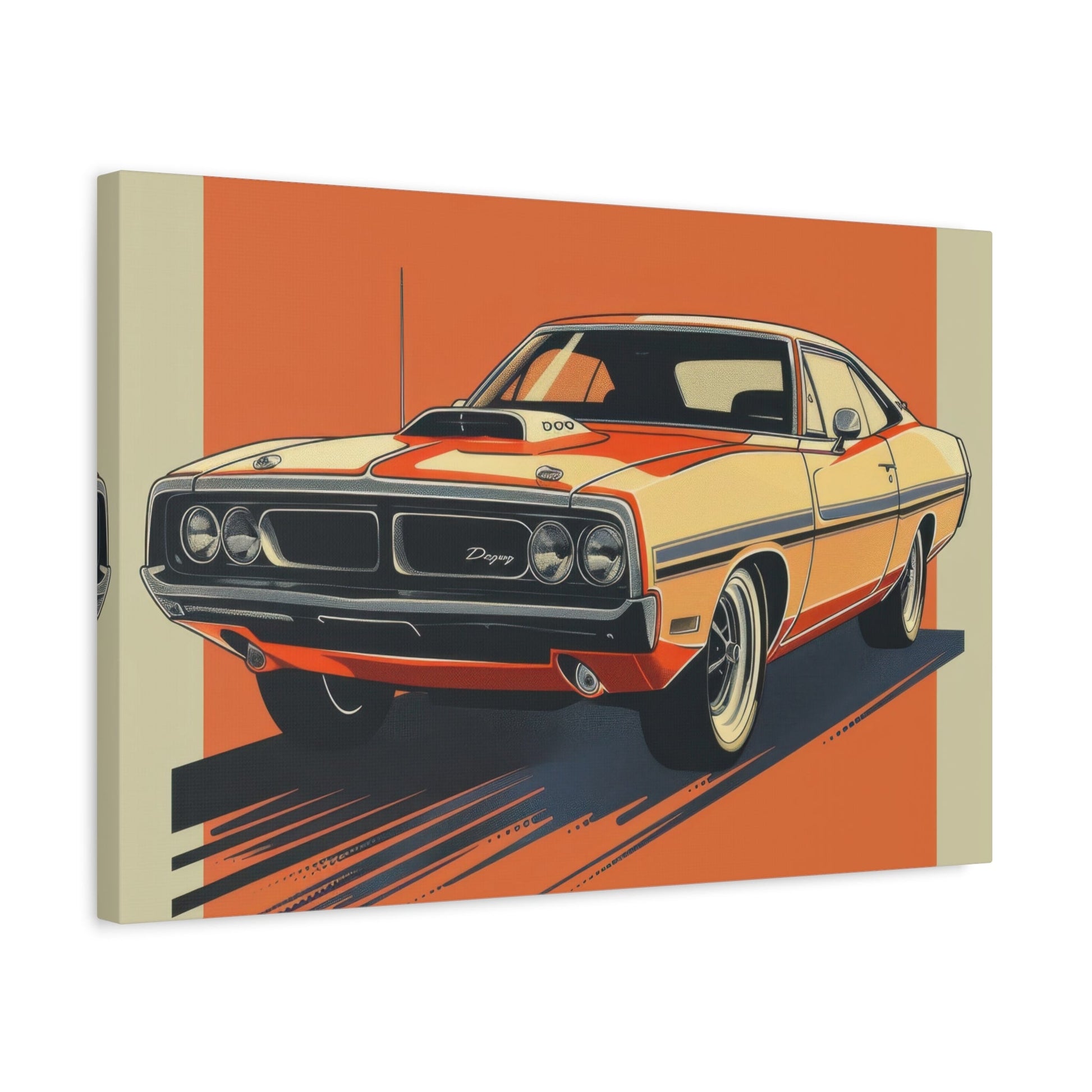 Retro Orange Dodge Muscle Car - Auto Wall Art - Aestheticanvas