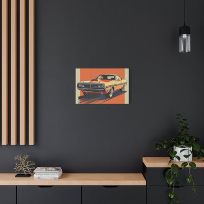 Retro Orange Dodge Muscle Car - Auto Wall Art - Aestheticanvas