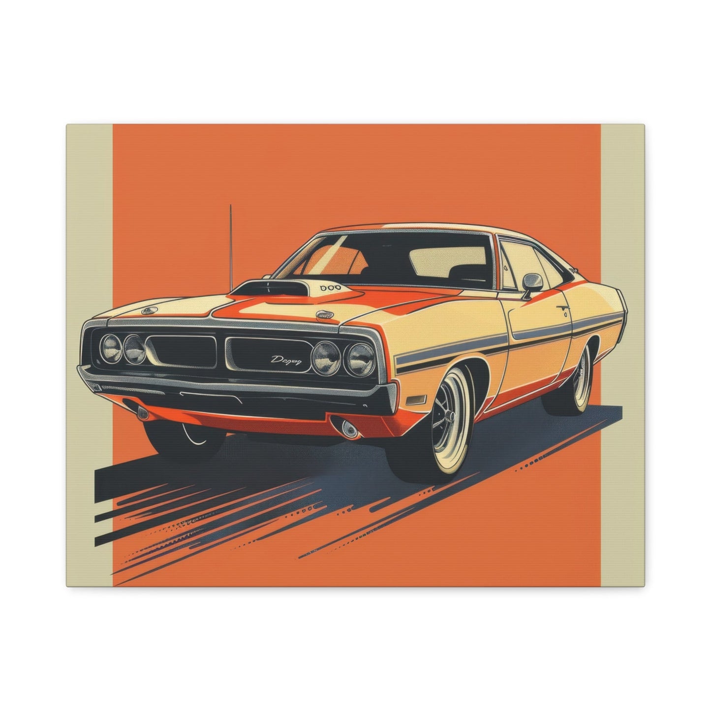 Retro Orange Dodge Muscle Car - Auto Wall Art - Aestheticanvas