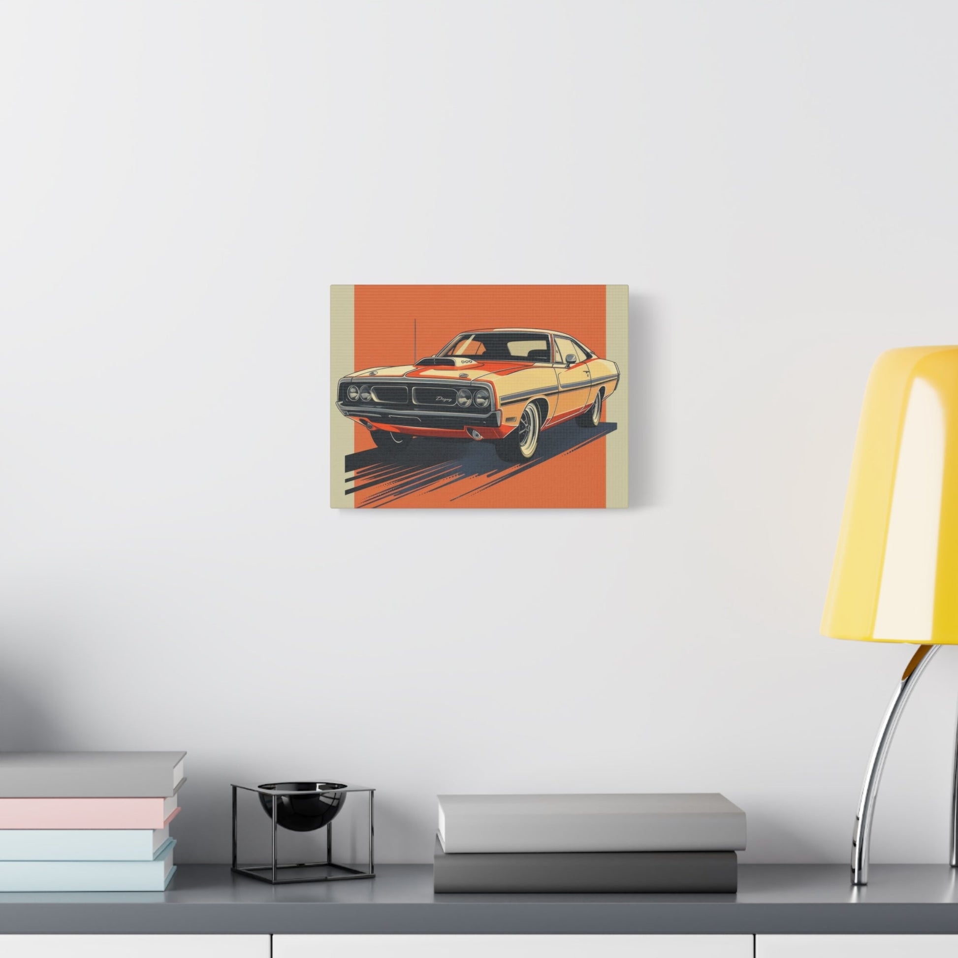 Retro Orange Dodge Muscle Car - Auto Wall Art - Aestheticanvas