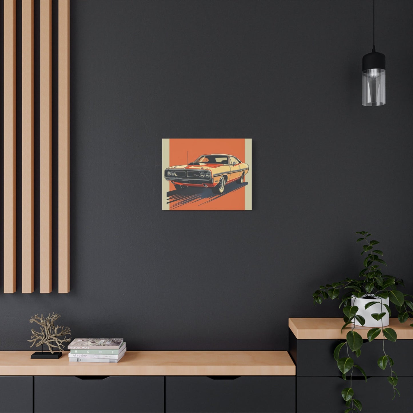 Retro Orange Dodge Muscle Car - Auto Wall Art - Aestheticanvas