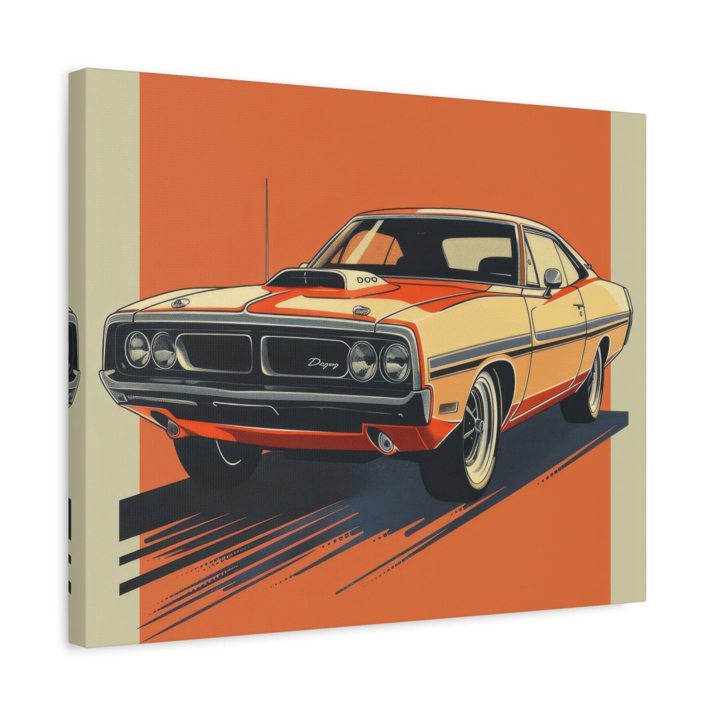 Retro Orange Dodge Muscle Car - Auto Wall Art - Aestheticanvas