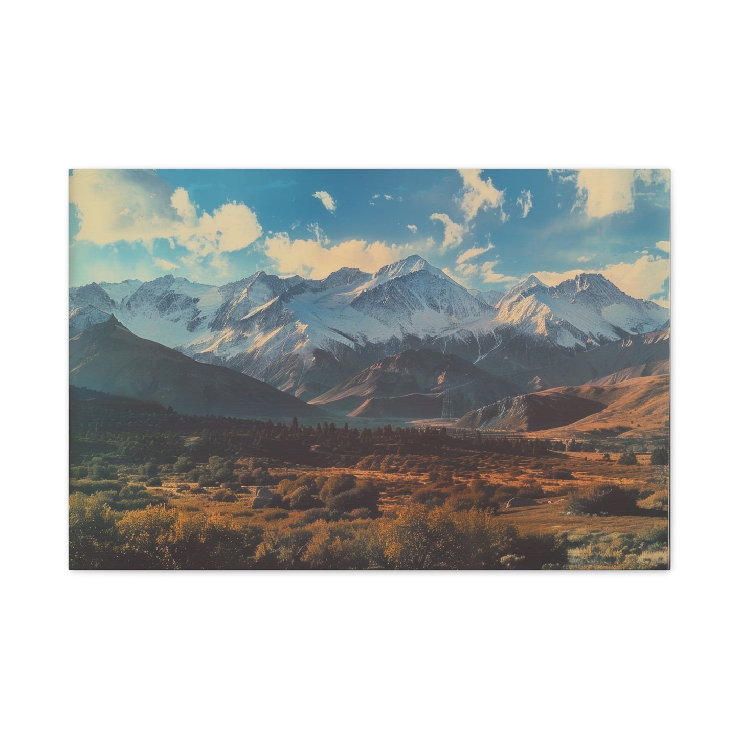 Retro Snowy Peaks and Valley - Nature Wall Art - Aestheticanvas