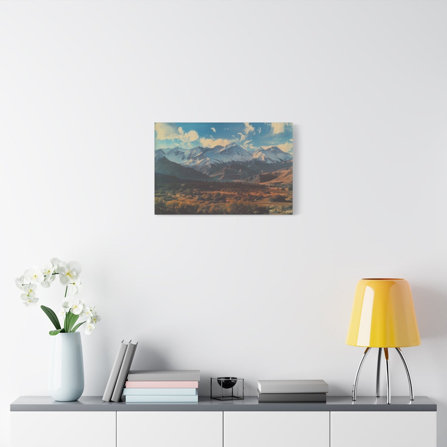 Retro Snowy Peaks and Valley - Nature Wall Art - Aestheticanvas