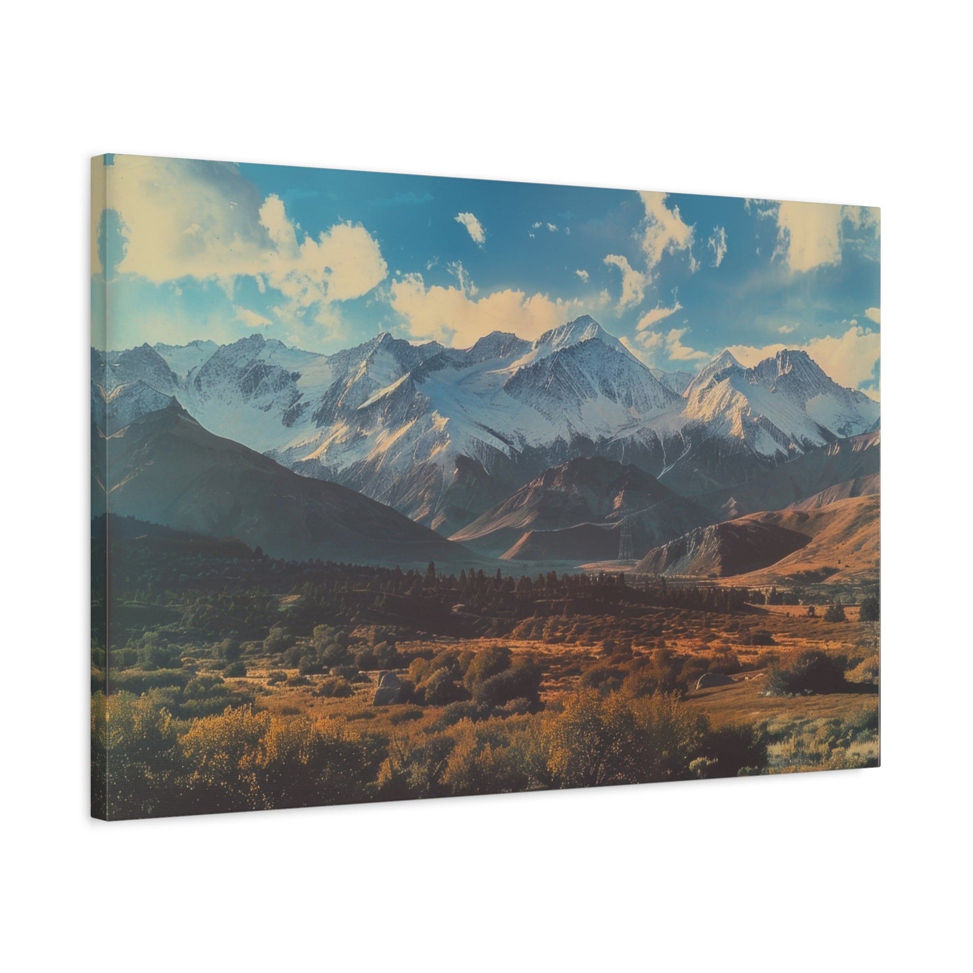 Retro Snowy Peaks and Valley - Nature Wall Art - Aestheticanvas