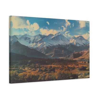 Retro Snowy Peaks and Valley - Nature Wall Art - Aestheticanvas