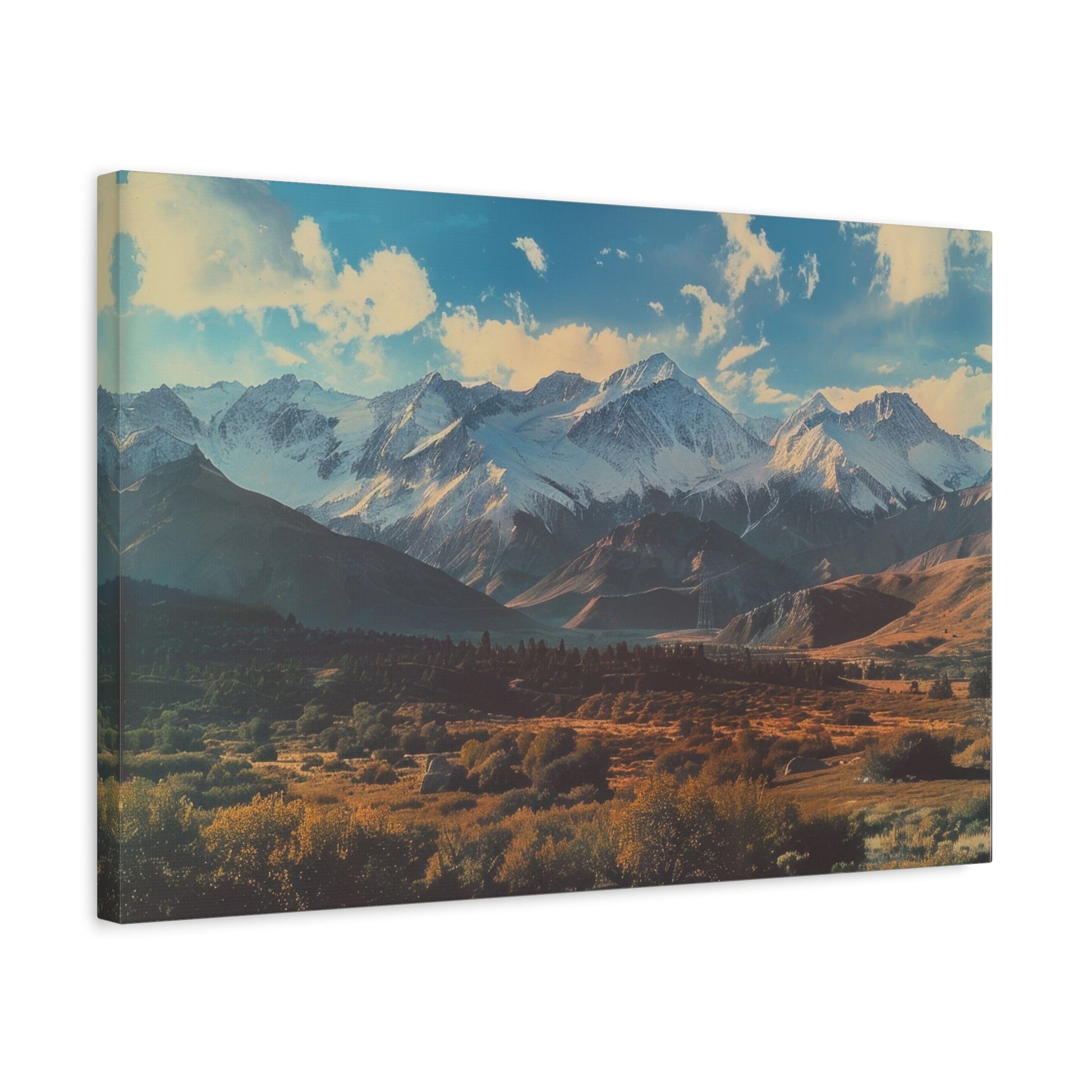 Retro Snowy Peaks and Valley - Nature Wall Art - Aestheticanvas