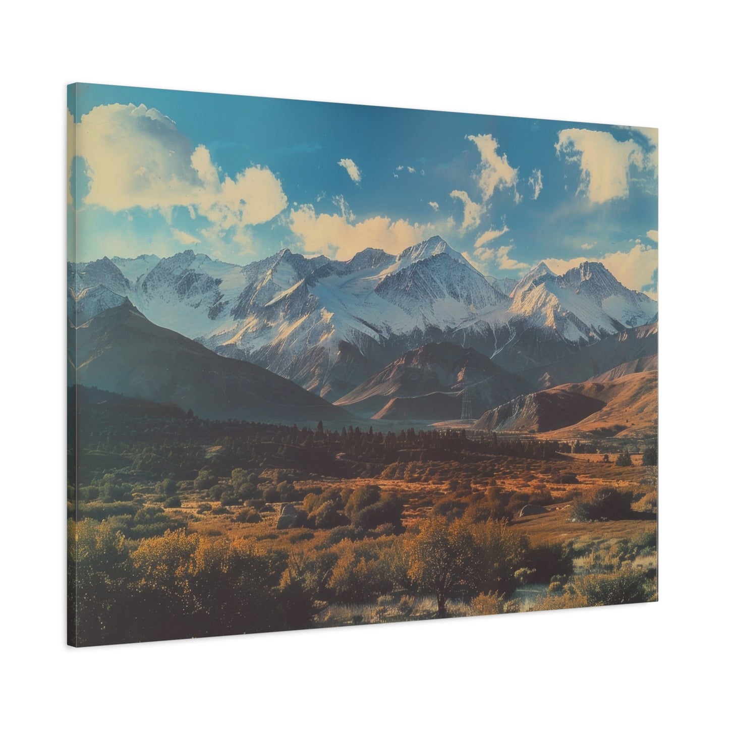 Retro Snowy Peaks and Valley - Nature Wall Art - Aestheticanvas