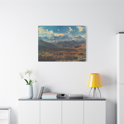 Retro Snowy Peaks and Valley - Nature Wall Art - Aestheticanvas