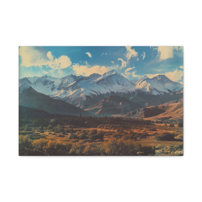 Retro Snowy Peaks and Valley - Nature Wall Art - Aestheticanvas