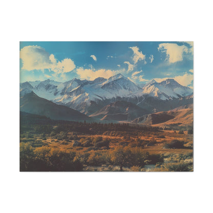 Retro Snowy Peaks and Valley - Nature Wall Art - Aestheticanvas