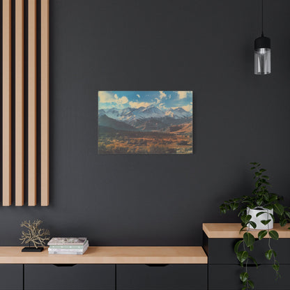 Retro Snowy Peaks and Valley - Nature Wall Art - Aestheticanvas