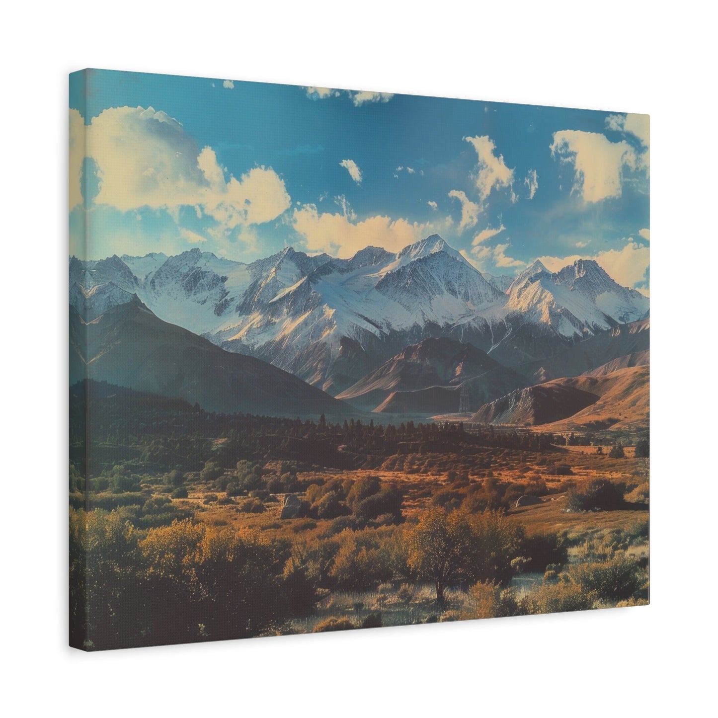 Retro Snowy Peaks and Valley - Nature Wall Art - Aestheticanvas