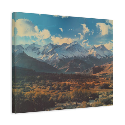 Retro Snowy Peaks and Valley - Nature Wall Art - Aestheticanvas