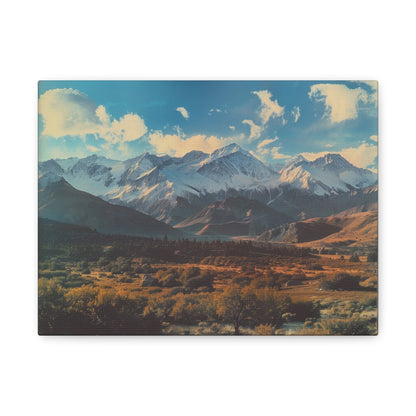 Retro Snowy Peaks and Valley - Nature Wall Art - Aestheticanvas