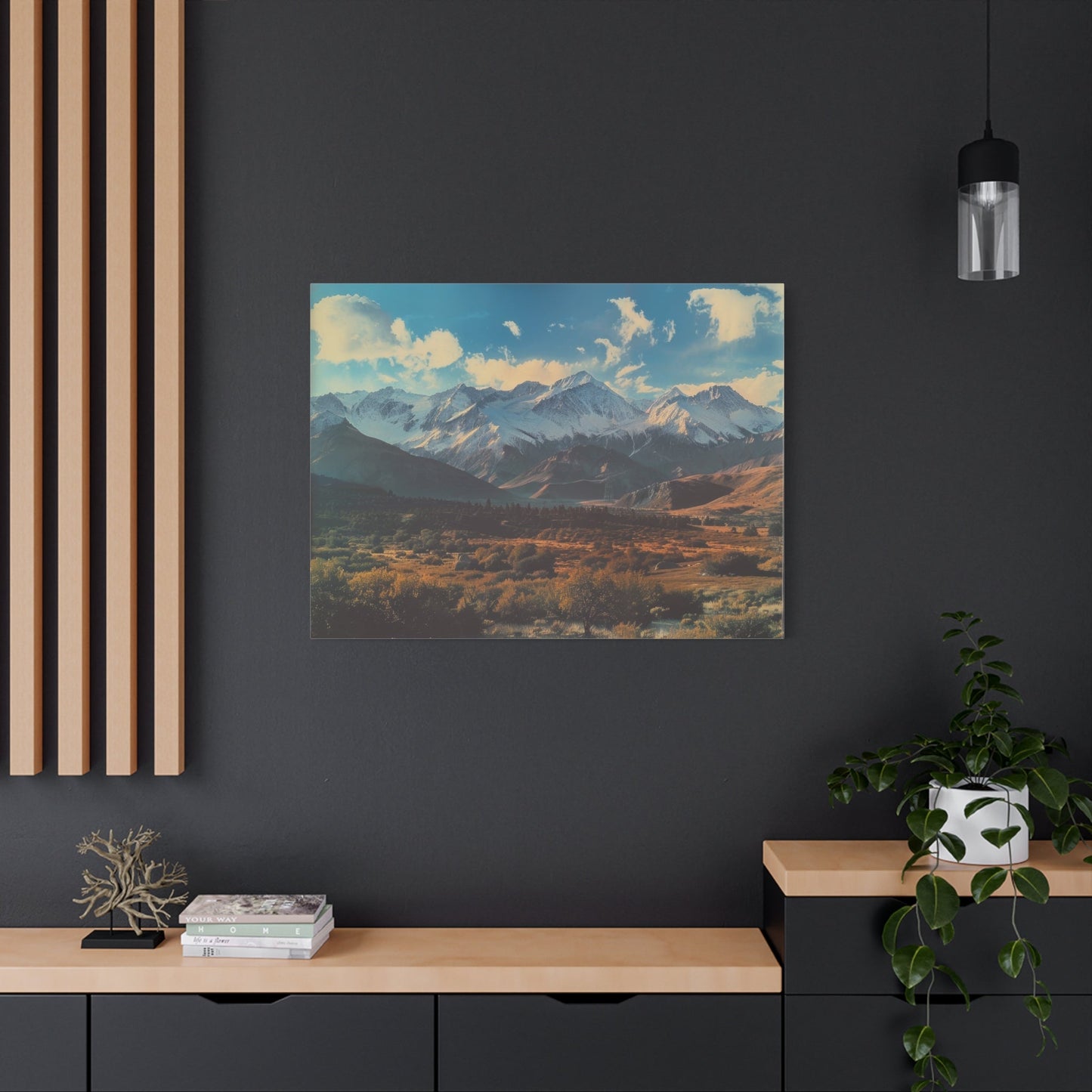 Retro Snowy Peaks and Valley - Nature Wall Art - Aestheticanvas