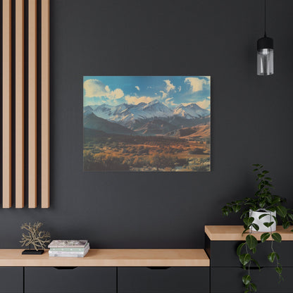 Retro Snowy Peaks and Valley - Nature Wall Art - Aestheticanvas