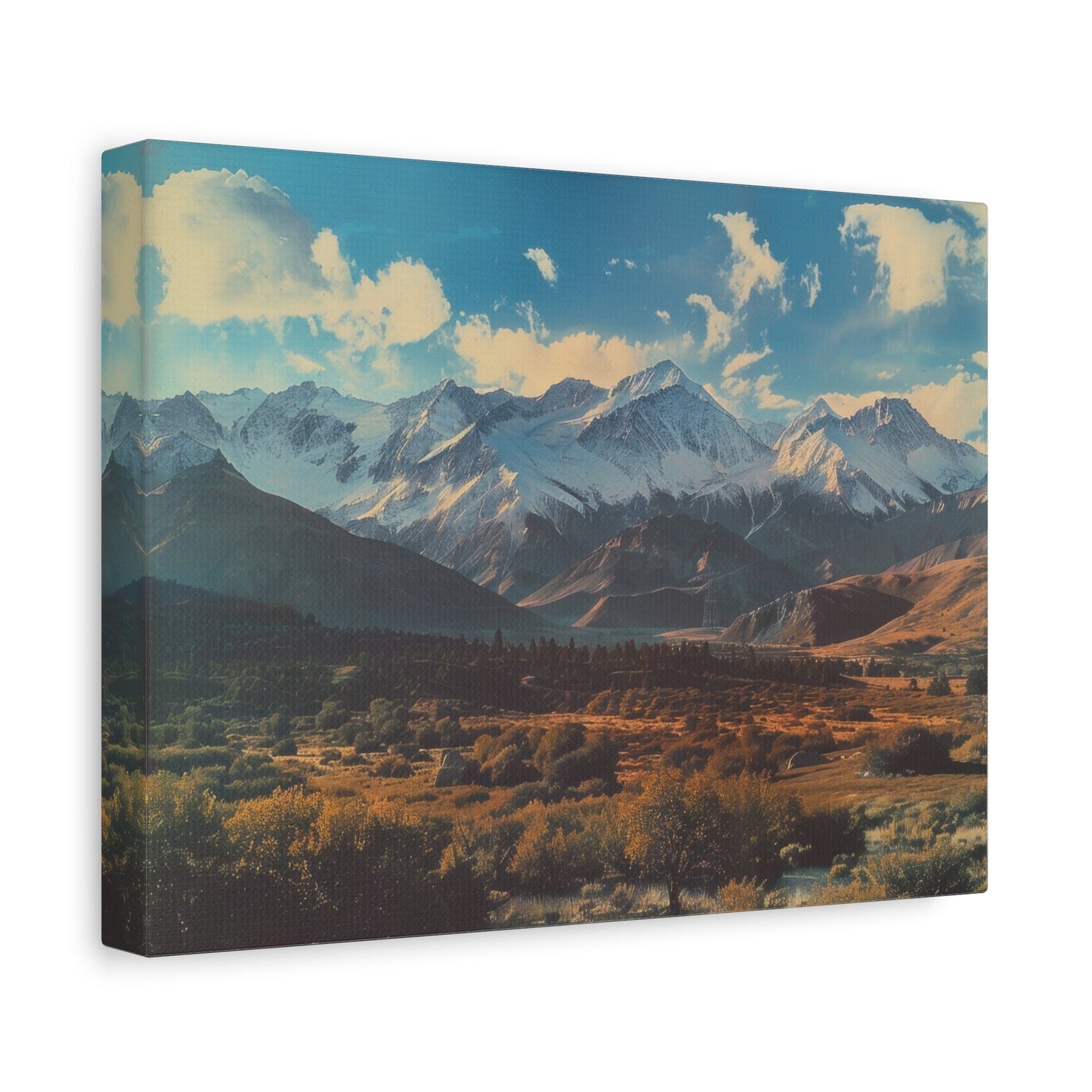 Retro Snowy Peaks and Valley - Nature Wall Art - Aestheticanvas