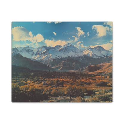 Retro Snowy Peaks and Valley - Nature Wall Art - Aestheticanvas