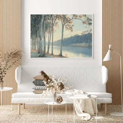 Riverside Morning Walk - Landscape Wall Art - Aestheticanvas