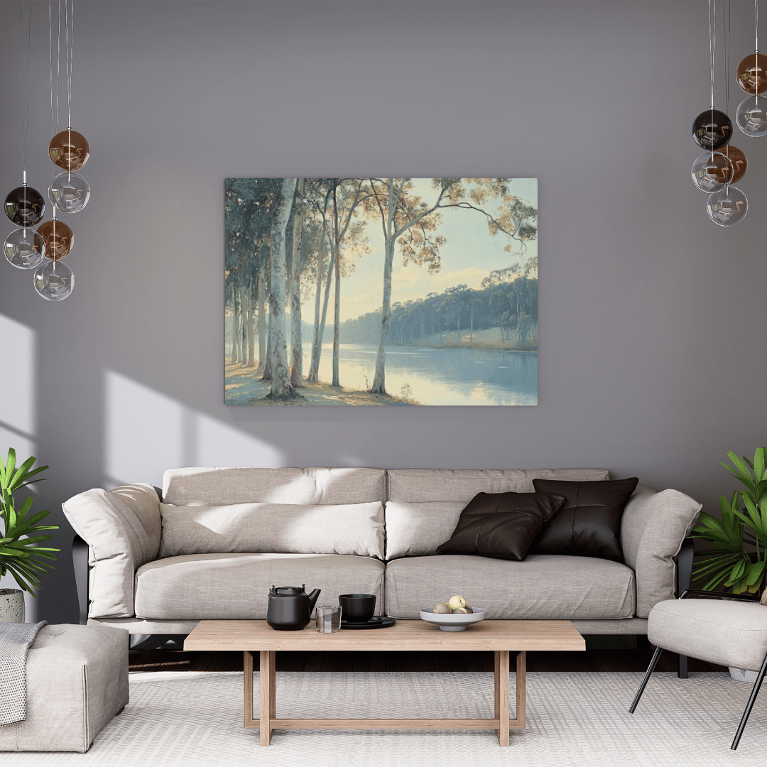 Riverside Morning Walk - Landscape Wall Art - Aestheticanvas