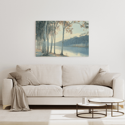 Riverside Morning Walk - Landscape Wall Art - Aestheticanvas