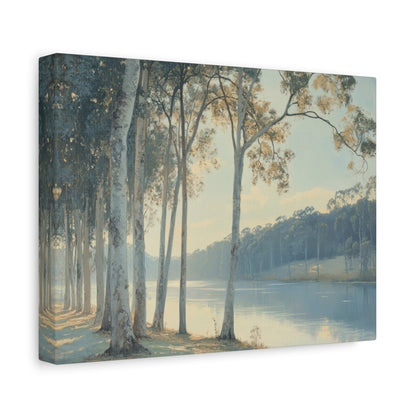 Riverside Morning Walk - Landscape Wall Art - Aestheticanvas