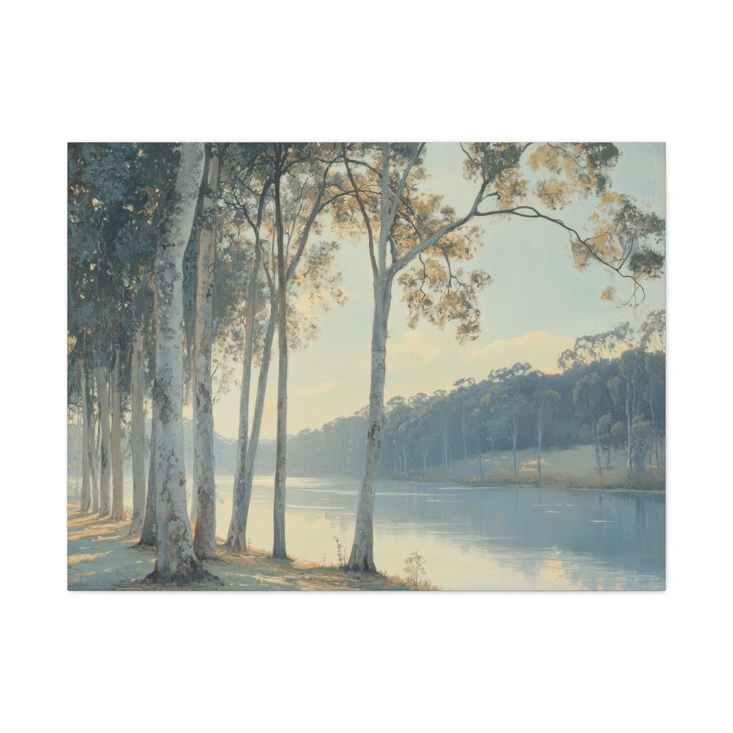 Riverside Morning Walk - Landscape Wall Art - Aestheticanvas