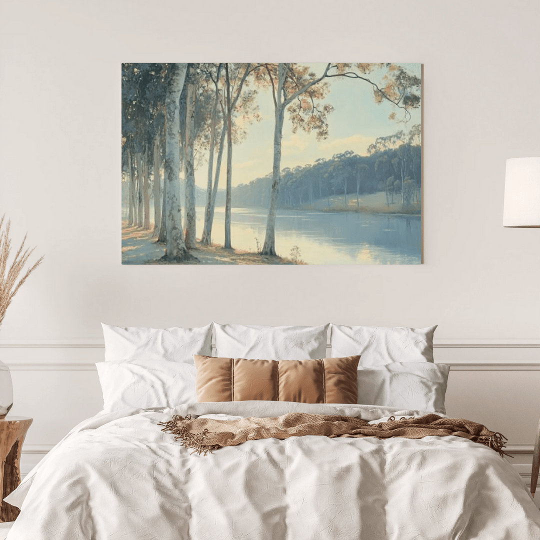 Riverside Morning Walk - Landscape Wall Art - Aestheticanvas