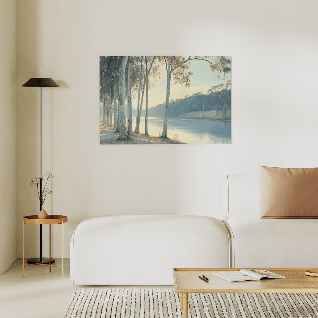 Riverside Morning Walk - Landscape Wall Art - Aestheticanvas