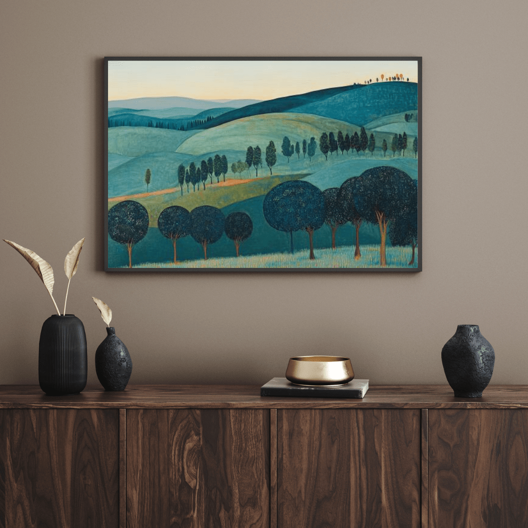 Rolling Hills Landscape - Minimalist Wall Art - Aestheticanvas