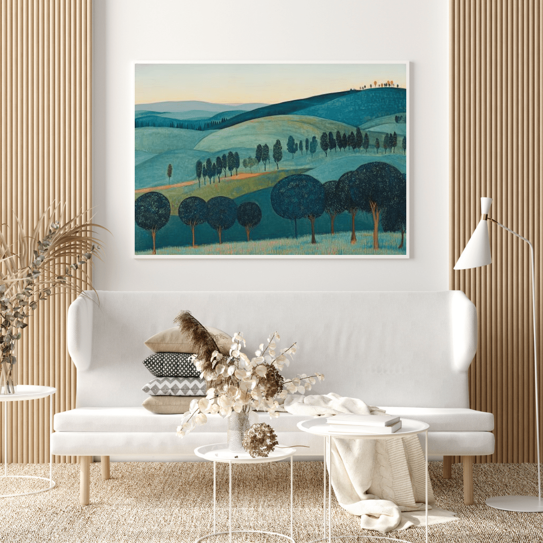 Rolling Hills Landscape - Minimalist Wall Art - Aestheticanvas