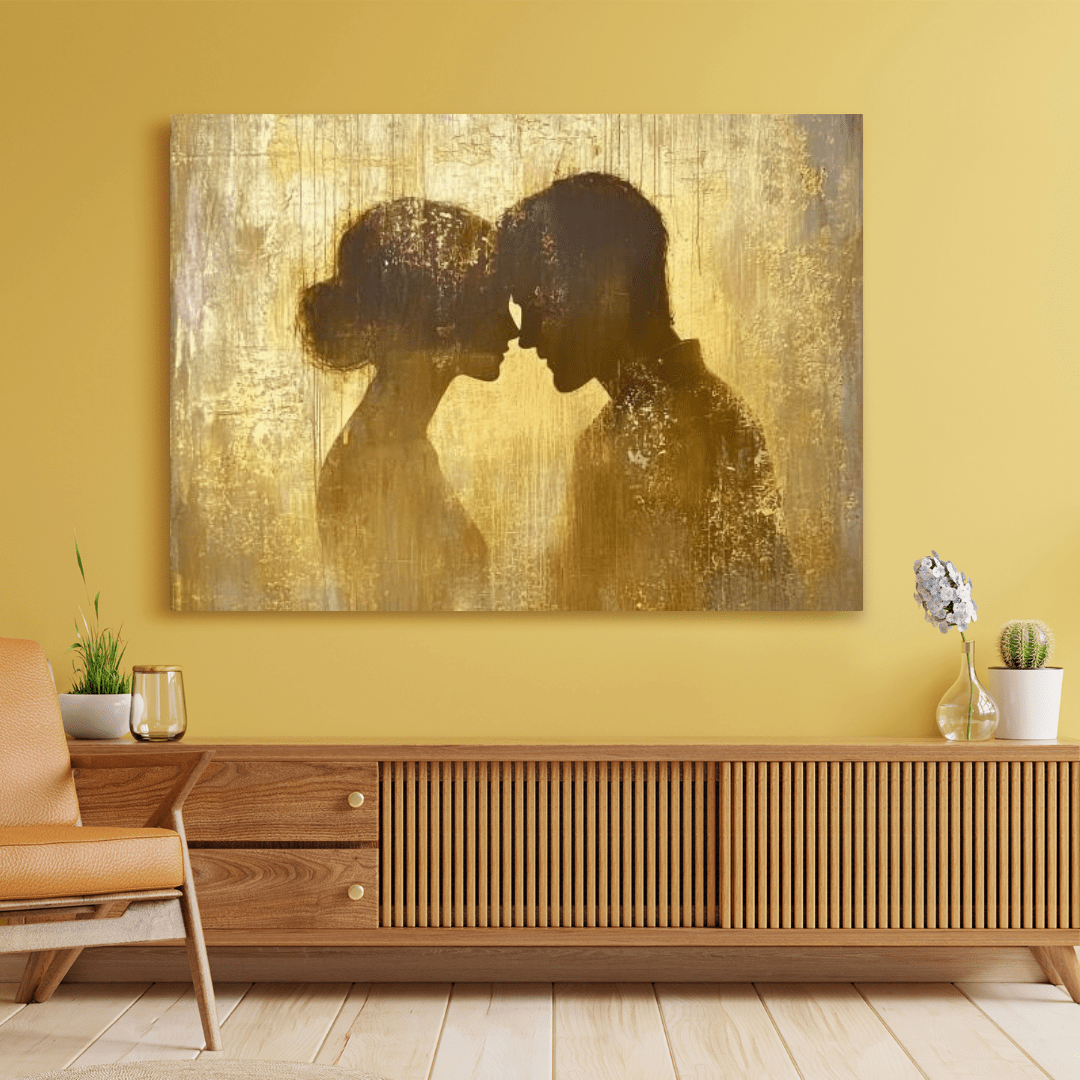 Romance in Gold - Abstract Wall Art - Aestheticanvas