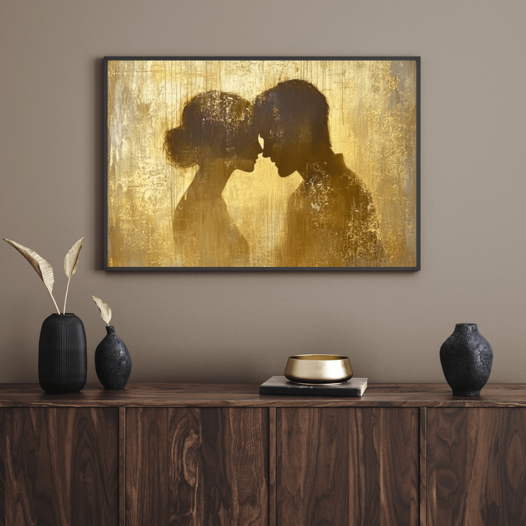 Romance in Gold - Abstract Wall Art - Aestheticanvas