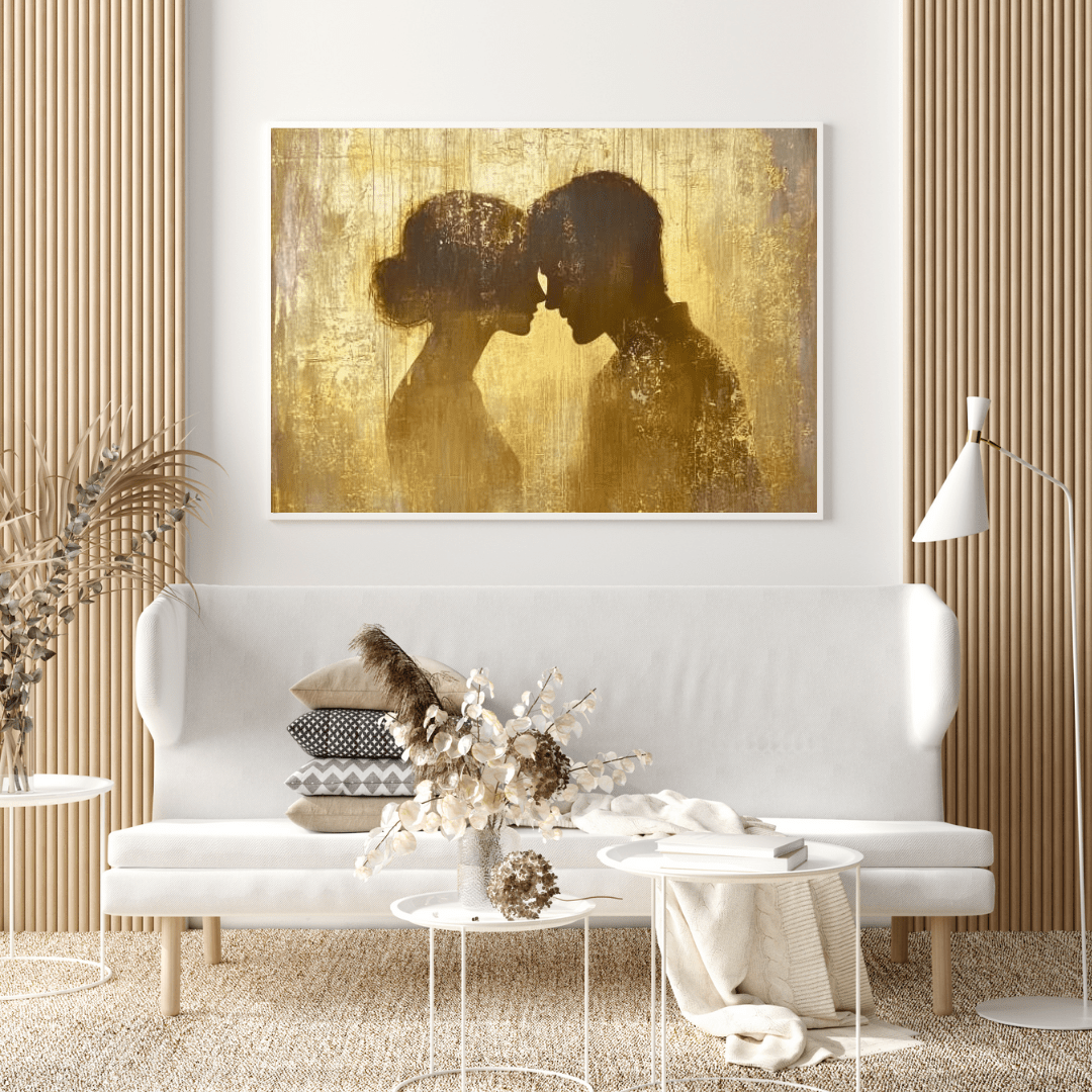 Romance in Gold - Abstract Wall Art - Aestheticanvas