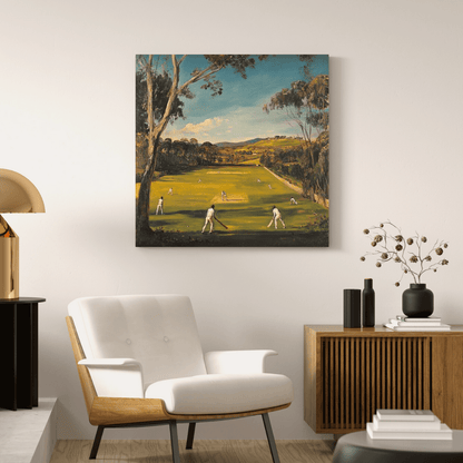 Rural Cricket Match in Countryside - Sport Wall Art - Aestheticanvas