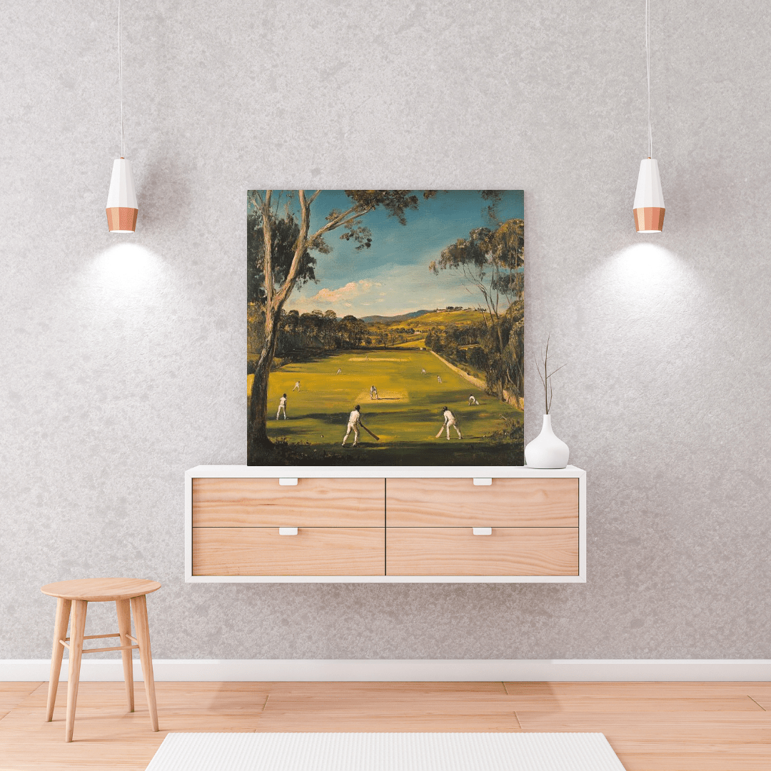 Rural Cricket Match in Countryside - Sport Wall Art - Aestheticanvas