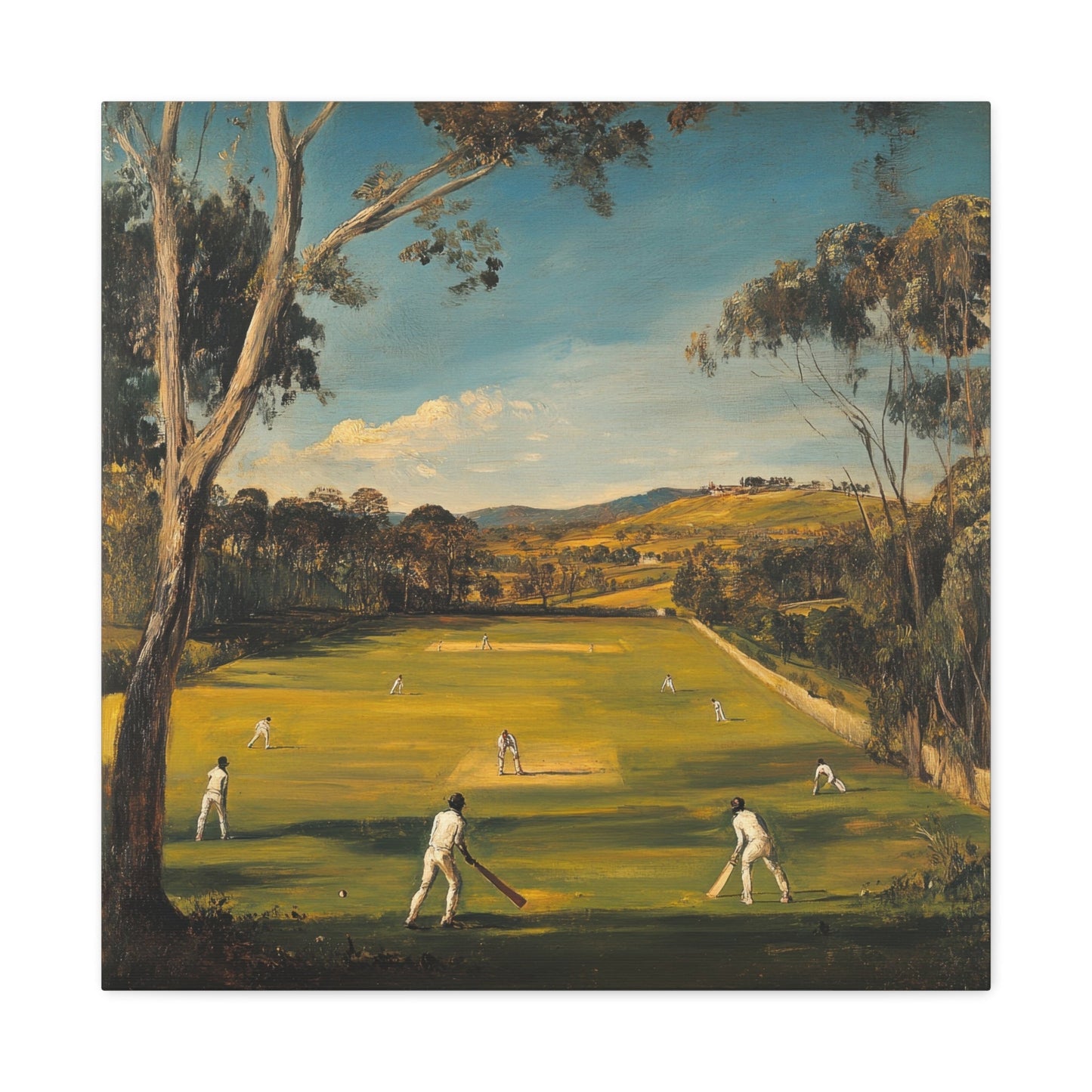 Rural Cricket Match in Countryside - Sport Wall Art - Aestheticanvas