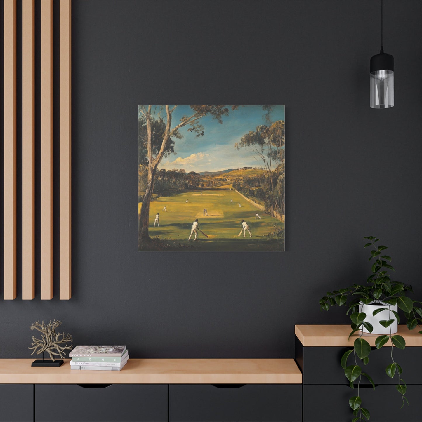 Rural Cricket Match in Countryside - Sport Wall Art - Aestheticanvas