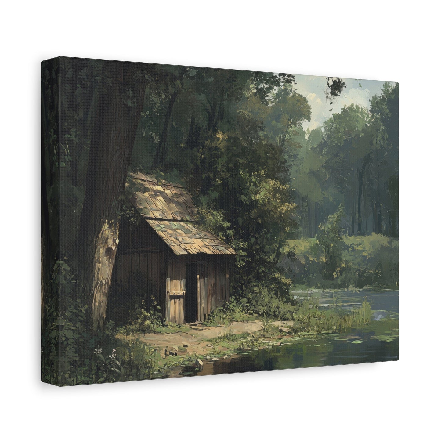 Rustic Woodland Cabin Reflection - Nature Wall Art - Aestheticanvas